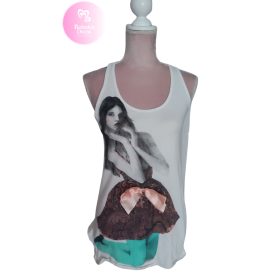 Mintás, nagy masnis top