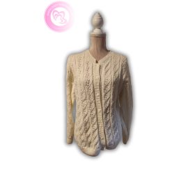 Krém gombos kötött kardigán