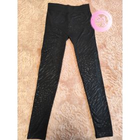 Fekete bállatmintás vastagabb leggings